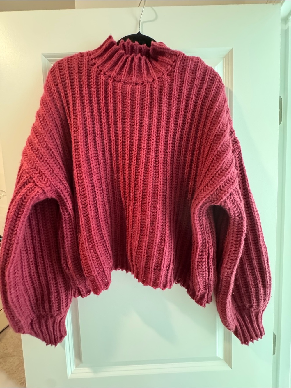 Promesa Oversized Ribbed Mock Neck Sweater in Rose